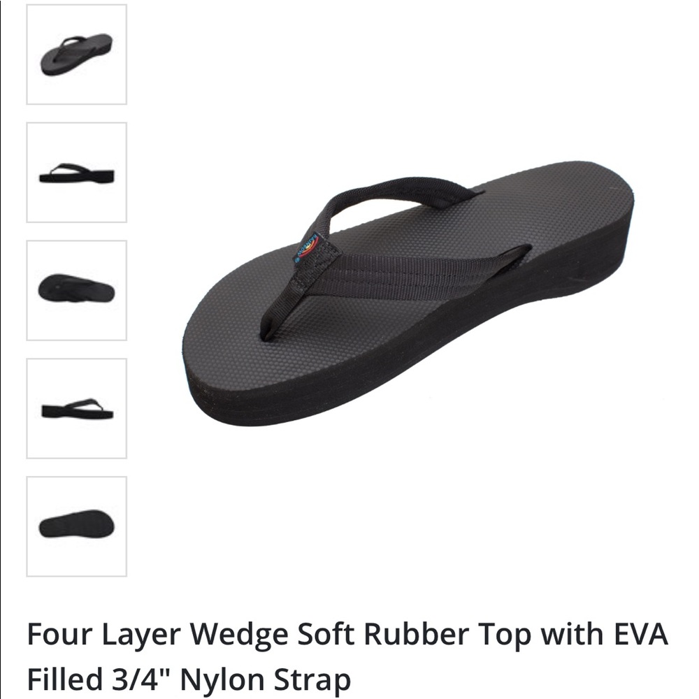 RAINBOW black nylon wedge sandal